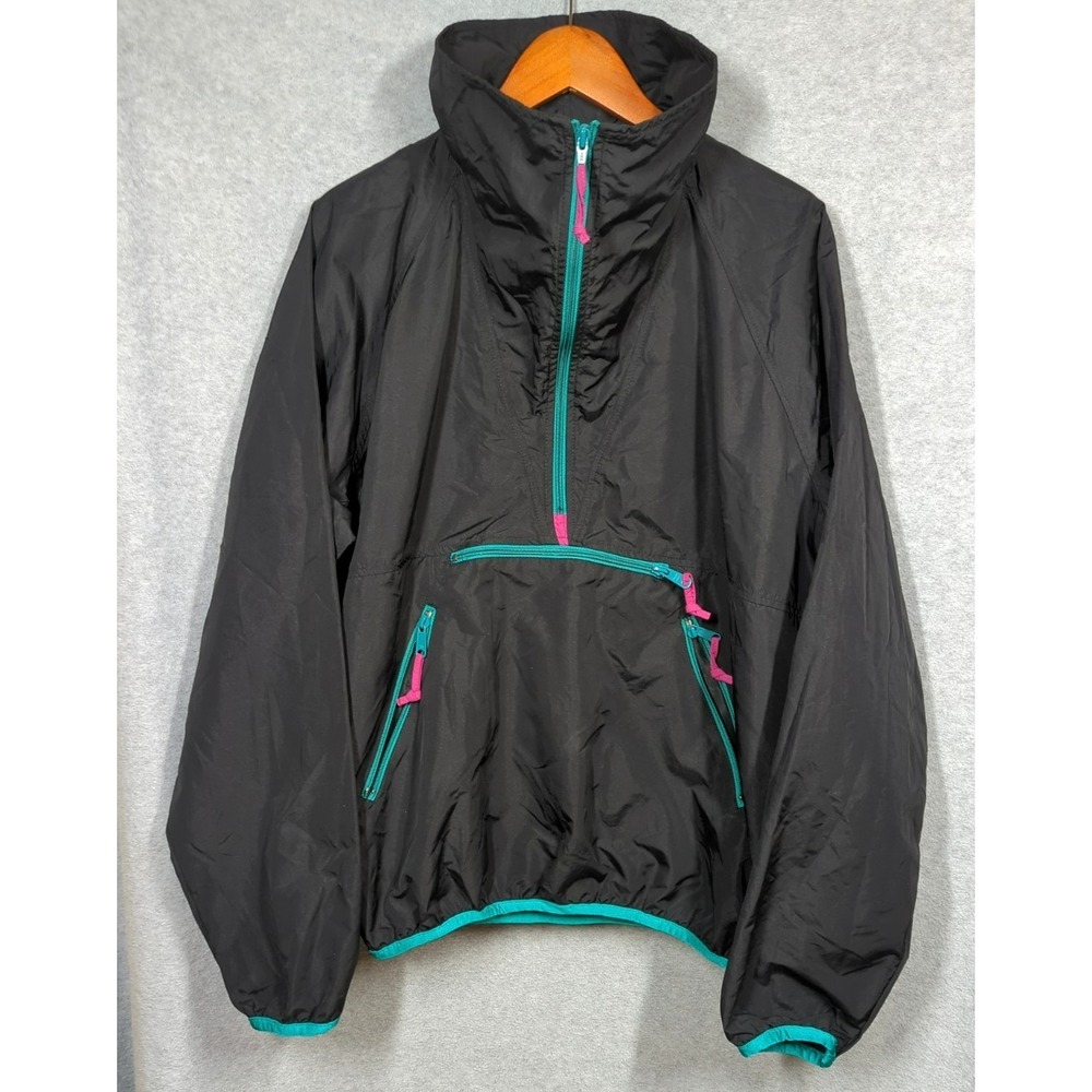 Vtg 90's Sierra Designs Water resistant Wind Breaker Jacket Men XL Black Hood